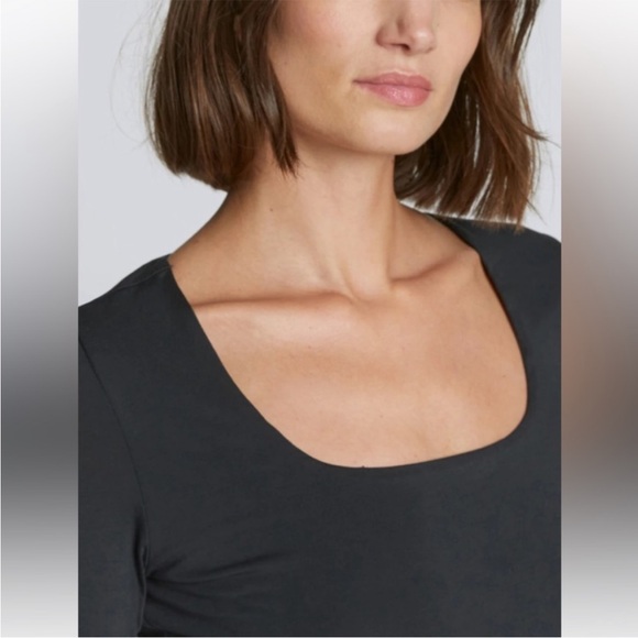 Everlane Bodysuit Square Neck Thong Long Sleeve Black S (2-4) NWT Soft Cotton - Picture 4 of 9